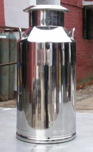 Silver 40 Litre Insulated Milk Can, For SriKhand, Basundi, Chhas, Feature : Durable, Fine Finishing