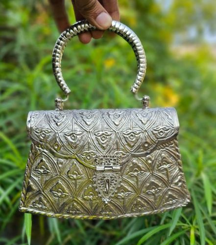 Silver Brass Purse With Handle