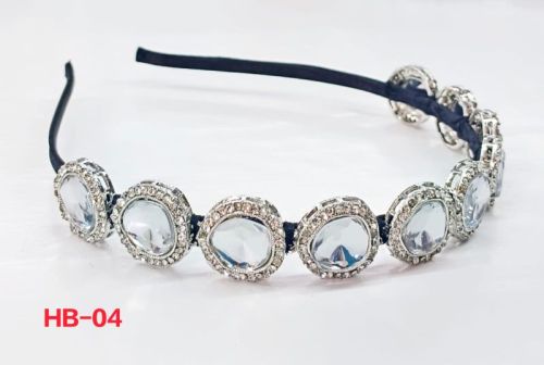 C Shape Silver Beaded Hairband, Size : Free Size