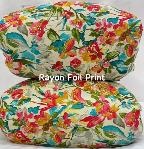 Multicolour Rayon Foil Print Fabric, For Garments, Width : 44 Inch