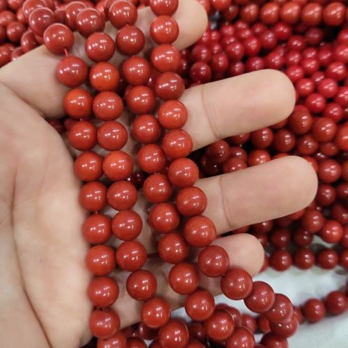 Natural Red Coral Round Beads