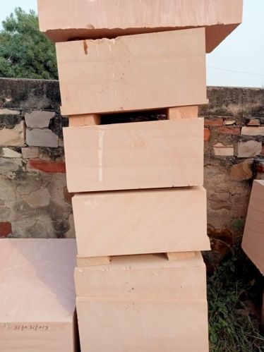 Pink Sandstone Blocks, Shape : Rectangular for Construction Use