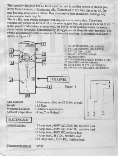 PAHARPUR ALUMINIUM Low Oil Level Switch