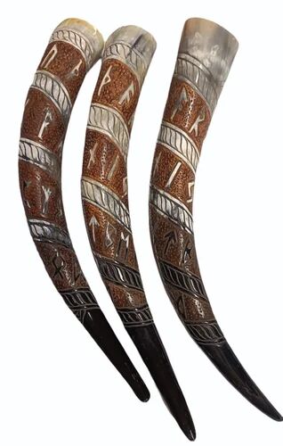 11inch Buffalo Drinking Horn Set, Color : Brown