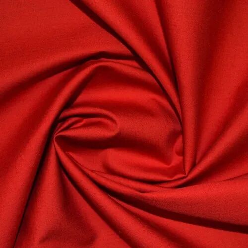 Red Plain Cotton Poplin Fabric, For Making Garments