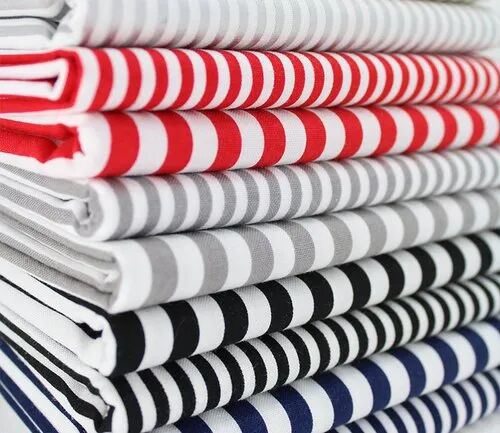 Multicolor Stripes Polyester Fabric, For Garments, Packaging Type : Roll
