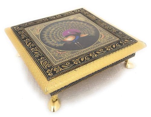 12x12 Inch Wood Oxidized Puja Chowki, For Decoration, Worship, Feature : Attractive Pattern, Durable