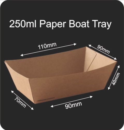 Brown Rectangular 250 Ml Paper Boat Tray, Technics : Machine Made