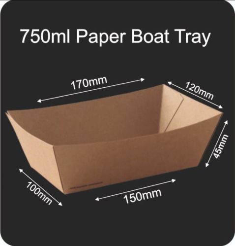 Brown Rectangular 750 Ml Paper Boat Tray, Technics : Machine Made