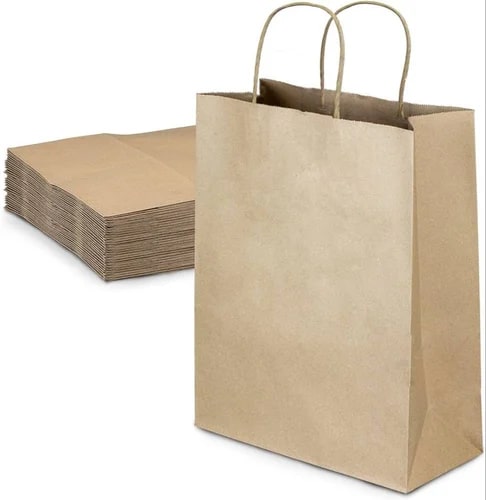 Plain Brown Paper Shopping Bags, Size : 16*12 Inch