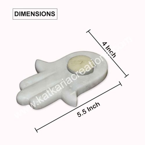 Katkaria creations Plain Polished marble Hamsa Hand T Light Holder