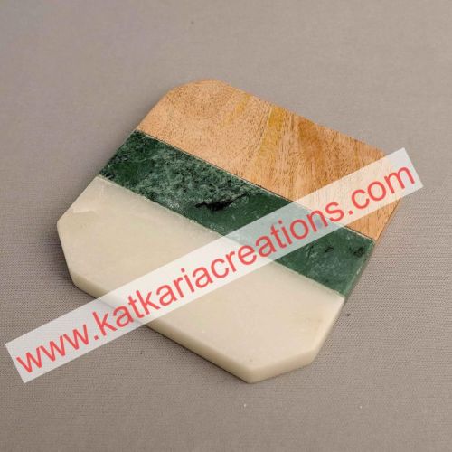 Katkaria creations Inlay Polished Marble Coaster Three Joints