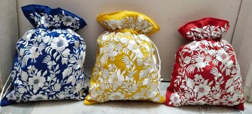 Silk Designer Embroidered Potli Bag, For Gift Packaging