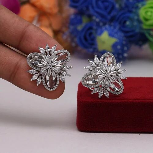 Silver Plated Brass Stud Earrings, Style : Antique