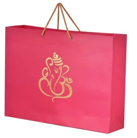 Pink Non Zipper Art Paper Bag, For Shopping, Household, Capacity : 2 Kg