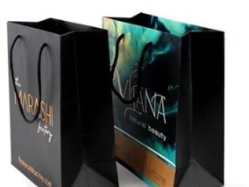 Black Fancy Paper Packaging Bag, For Shopping, Household