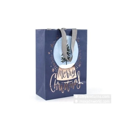 Blue Stylish Printed Paper Bag, For Shopping, Household