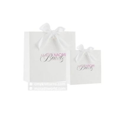 White Printed Designer Paper Bag, For Shopping, Size : All Sizes