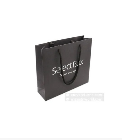 Fancy Black Paper Packaging Bag, For Shopping, Household