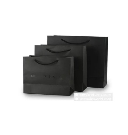 Black Loop Handle Paper Bag, For Shopping, Capacity : 2kg