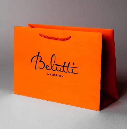 Orange Printed Paper Bag, Size : 10 X 14 X 3 Cm