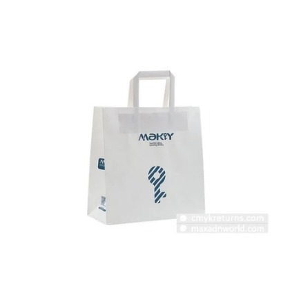 Printed White Paper Shopping Bags, For Household