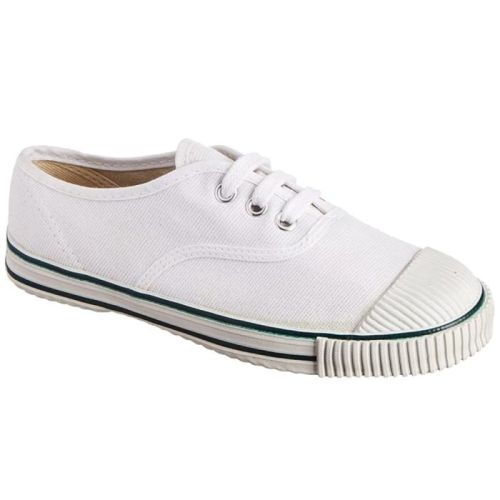 Bata White Canvas Tennis School Shoes, Outsole Material : Rubber
