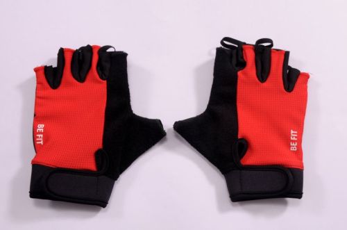 Dotted 50 Gms Breathable Fabric Be-Fit Gym Gloves Red, For Fitness, Length : 17 Cm