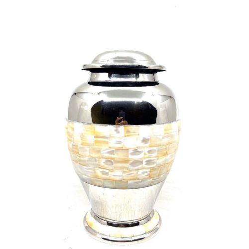 Polished Brass Chrome Round Cremation Urn, Style : Modern