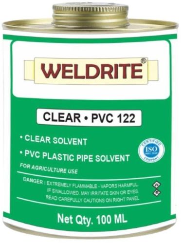 Weldrite Liquid PVC Clear Solvent Cement, For Fittings, Joint Filling, Packaging Size : Plastic Bottle