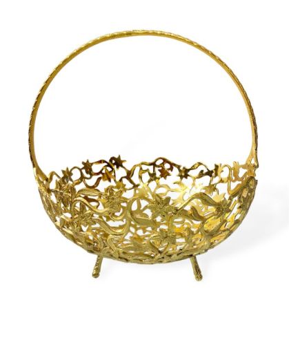 A.m.international Brass Flower Design Basket For Fruit Market, Gift Packaging