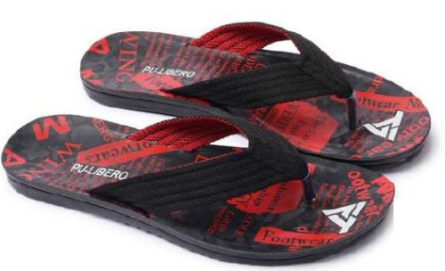 Black/Red PU Indus V2 Mens PU Slippers, For Daily Wear, Size : UK/India 6 - UK/India 10