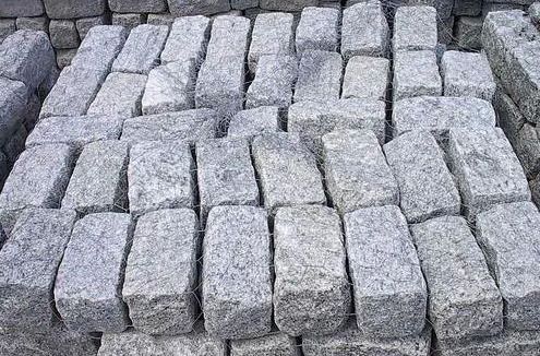 Grey Rectangle Concrete Hand Cut Granite Cobblestone, For Landscaping