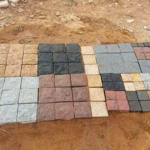 Multicolor Natural Cobblestone, For Flooring, Form : Block