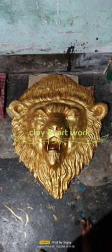 Golden Plan Fiber Lion Statue, For Promotional Use, Packaging Type : Thermocol Box, Wooden Box
