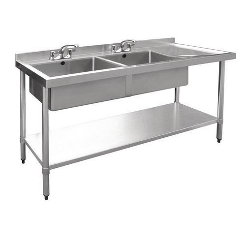 Stainless Steel Work Table With 2 SInk