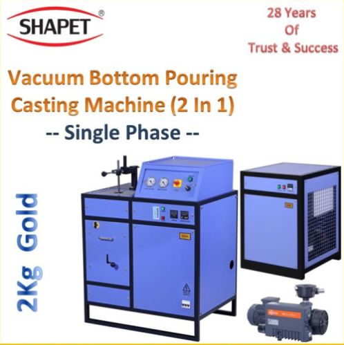 2kg Gold 2 In 1 Single Phase Vacuum Bottom Pouring Casting Machine