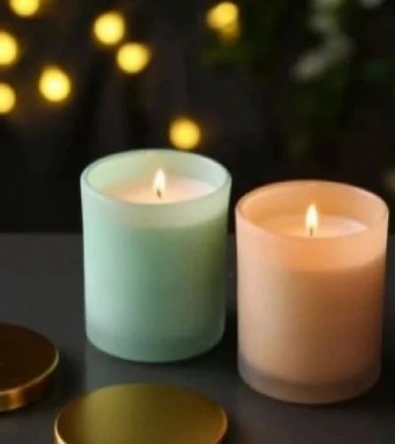 Round Frosted Glass Candle Jar, For Decoration, Packaging Type : Paper Box