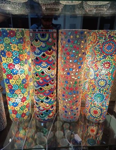 Multicolor LED Glass Mosaic Table Lamp, For Home Decoration, Style : Modern