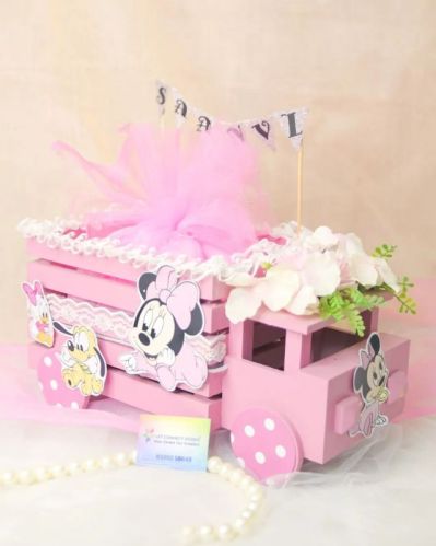 MDF Pink Truck Hamper For Etc.