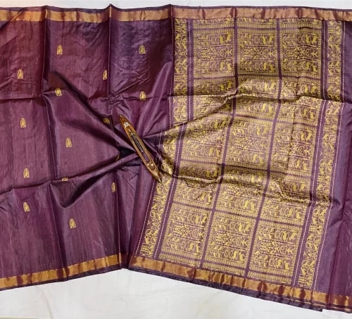 Ayaana Printed Tribal Tussar Silk Sarees, Width : 6.5 Meter