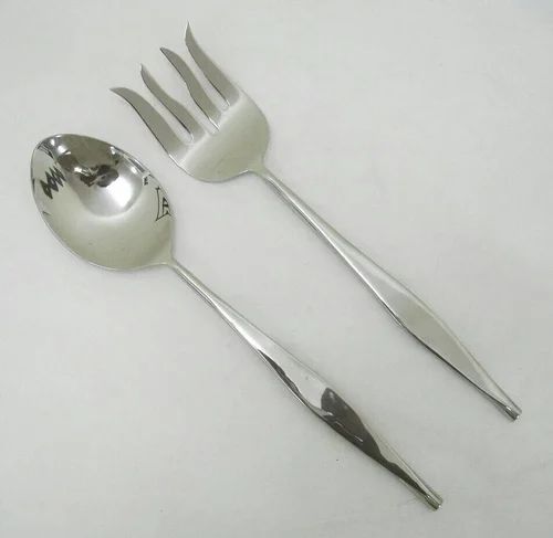 Polished Stainless Steel Spoon and Fork Set For Home