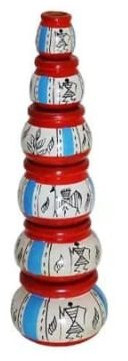 Printed Polished Wooden Kalash Set For Decoration