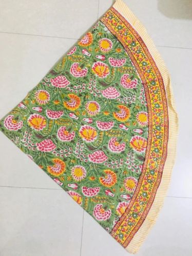 Cotton Yellow Block Print Tablecloth For Home