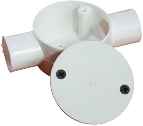 Ecolet Plain PVC 2 Way Circular Junction Box, Color : White