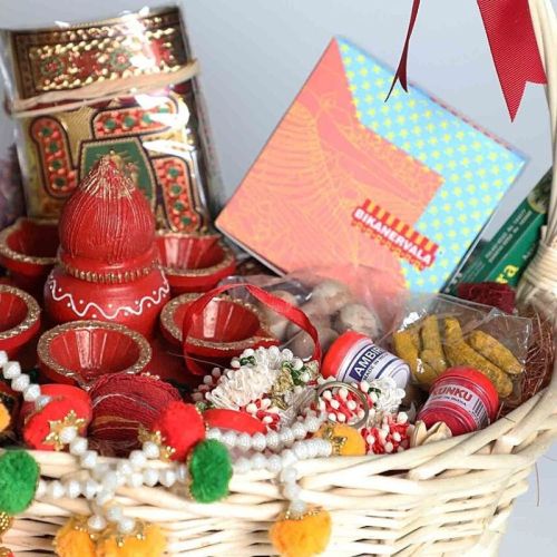 Handmade Polished Wooden Diwali Decor Gift Hampers, Color : Multicolor