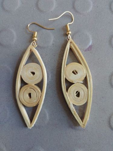 Designer Bamboo Earrings, Shape : Oval