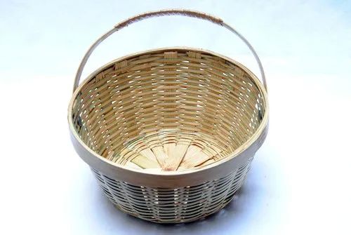 Handmade Bamboo Basket, Shape : Round