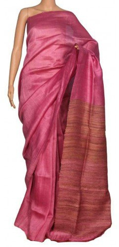 Plain Tussar Silk Saree, Speciality : Shrink-Resistant