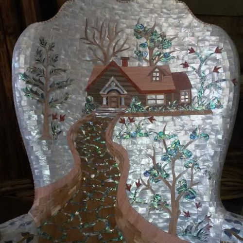 Printed Marble Mother OF Pearl Inlay 7.5 X 13.5 Cm for Home